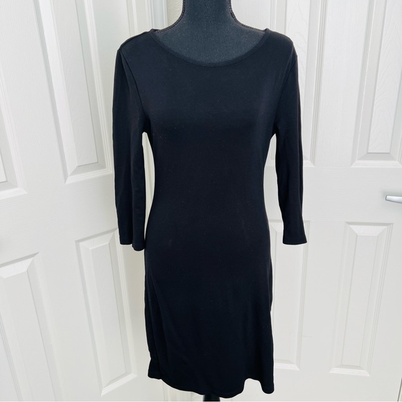 🐦⬛ Forever 21 Black Long Sleeved Bodycon Zippered Back Dress Size Small - Picture 3 of 6